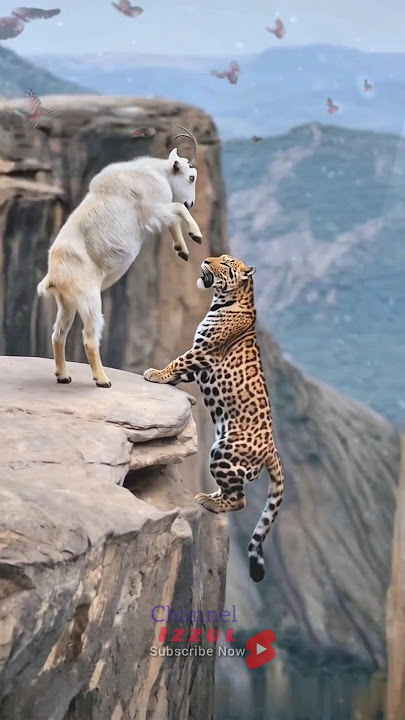 jaguar menyerang kambing gunung jatuh dari tebing