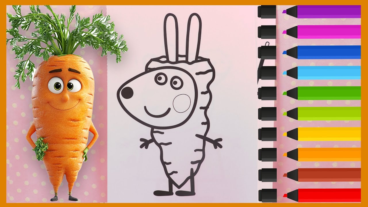 Rebecca Lapin en Costume de Carotte | Peppa Pig Coloriage