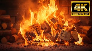 Crackling Fire at Night Dark Background Video - 3h Burning Fireplace Sounds & Black Screen 3 Hours