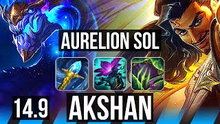 AURELION SOL vs AKSHAN (MID) | 6k comeback, 1800+ games | BR Grandmaster | 14.9