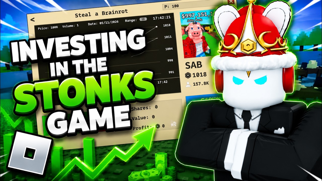 Investing ROBUX in STONKS game in Roblox