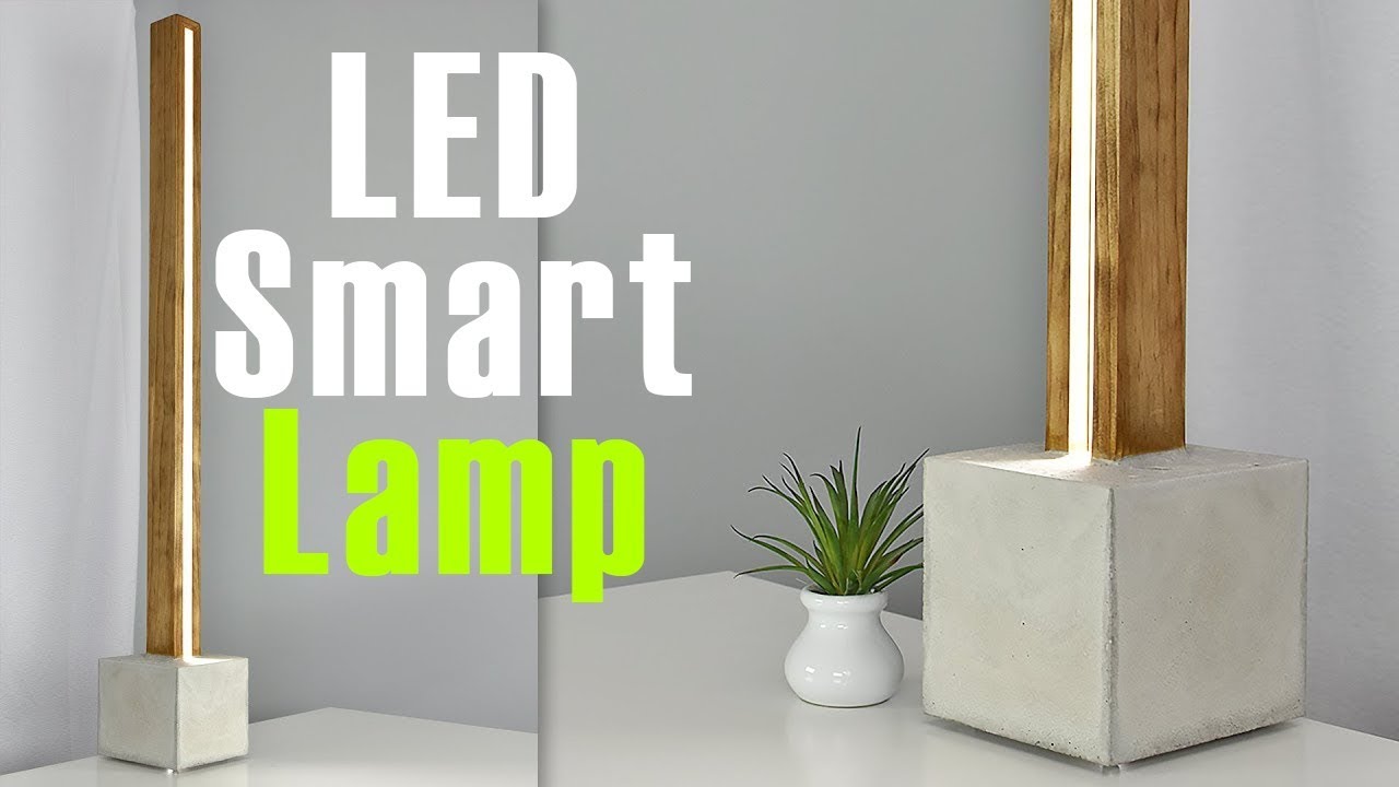 Diy Led Lamp With A Concrete Base Controlled It With A Mobile App