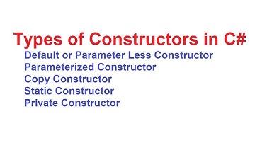 Types of Constructors in C# | Types of Constructors in CSharp with Examples