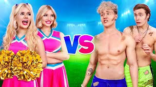 Rich vs Poor Cheerleaders! Boys Against Girls at School