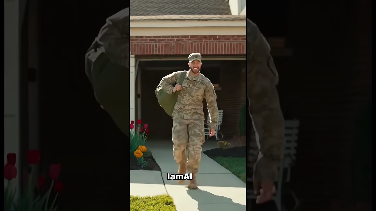 The dog and cat wait in the yard for their owner, who is in the military, to call them.