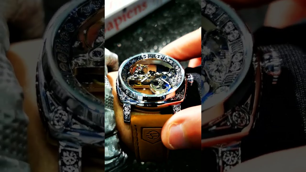 Timeless Beauty: Forsining Luxury Golden Bridge Square Skeleton Watch with Retro Engraved Design