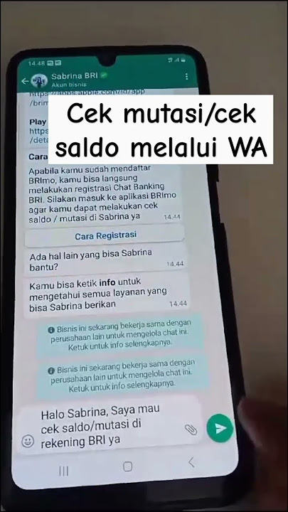 Cek Saldo dan Mutasi melalui WA