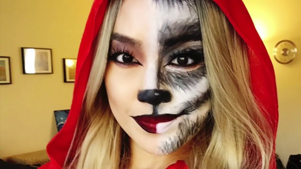 Halloween 2017 Red Riding Hood and Big Bad Wolf Makeup Tutorial - YouTube.