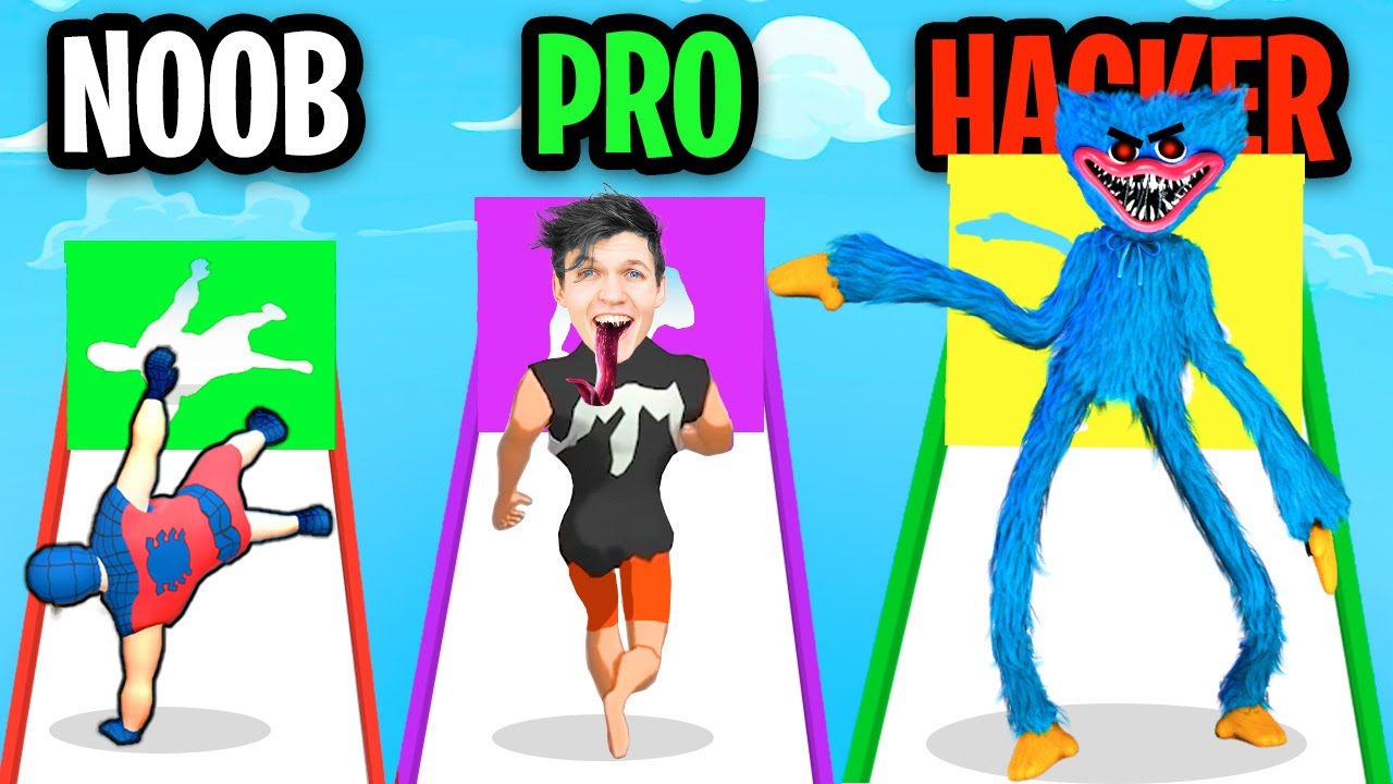 NOOB vs PRO vs HACKER In FLEX RUN 3D: SUPERHERO SQUAD!? (ALL LEVELS!)