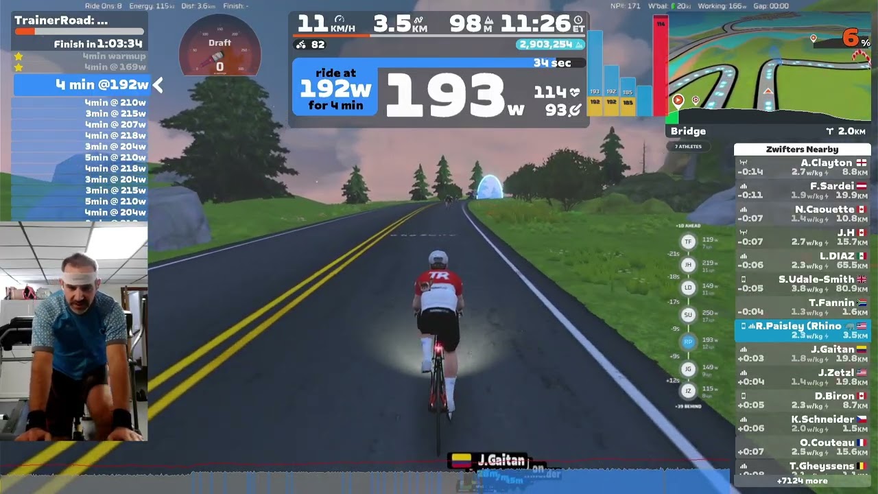 Trainer Road Workout Cumberland -3 The Big Spin Hilly KOM Repeats