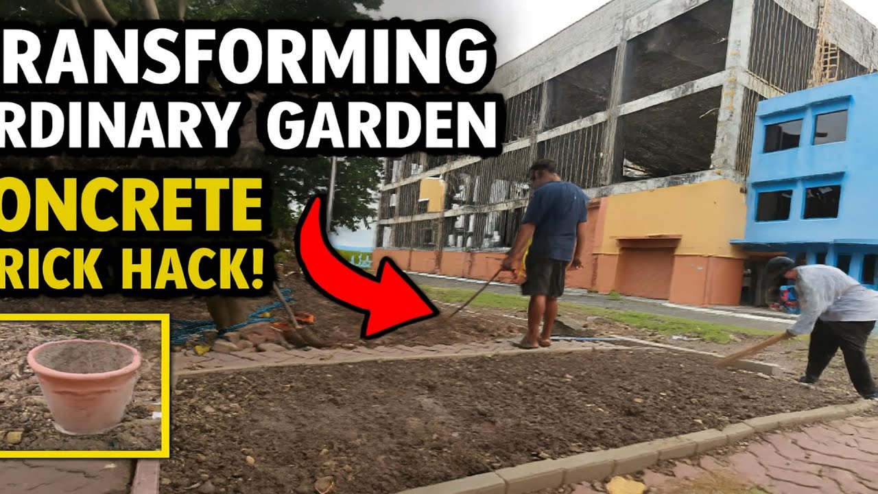Garden Pot Reinforcement Hack! 🧱🌱 Concrete Brick Beautification for Soil Control
