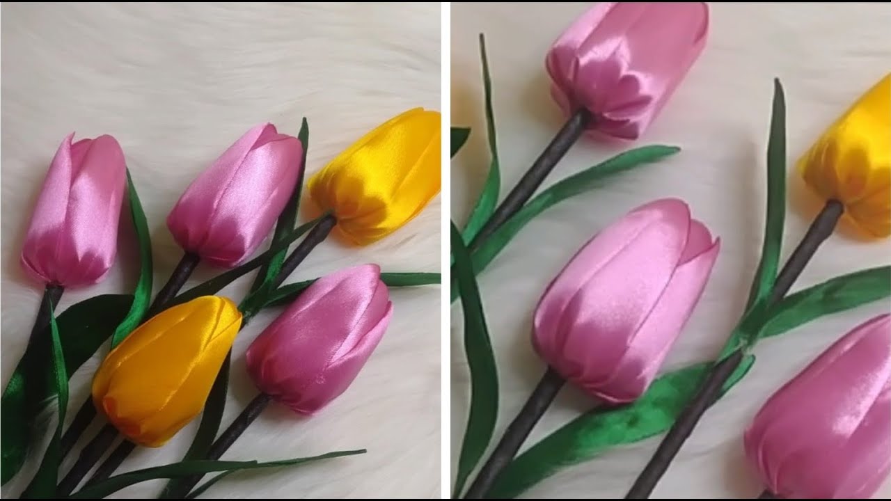布花作品♡チューリップアレンジ 布花作品♡チューリップアレンジ