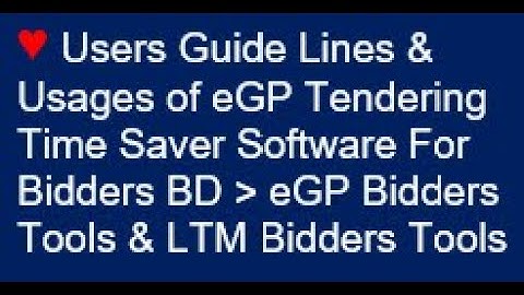 01B Users Guide Lines and Usages of eGP Tendering Time Saver Software For Bidders BD