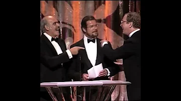 Sean Connery With Michael Caine And Roger Moore Presenting Best Actor Oscar At 1989 Academy Awards 