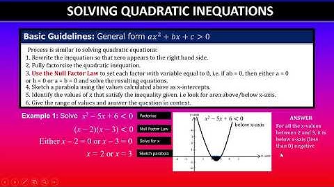 Excellence | Solving Quadratic Inequations | MCAT | 91027 | NCEA Level 1 Mathematics | Part 2