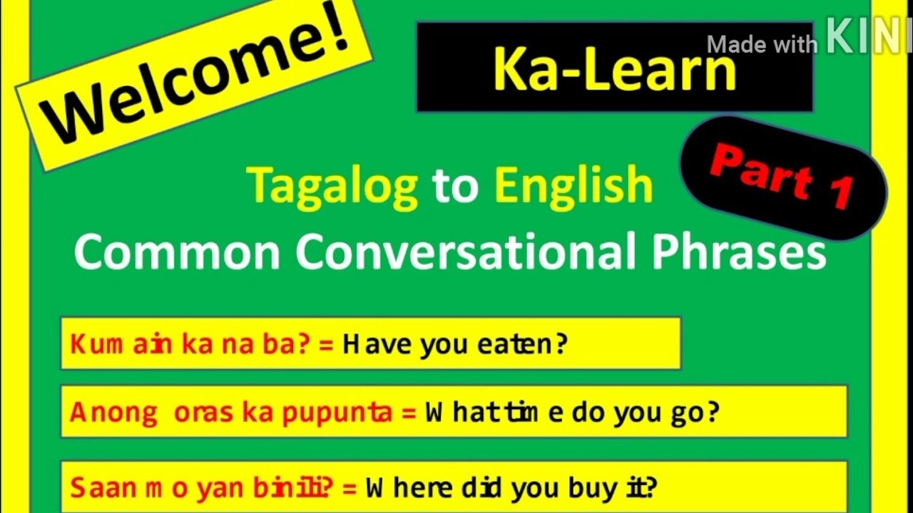 TAGALOG to ENGLISH Common Conversational Phrases YouTube