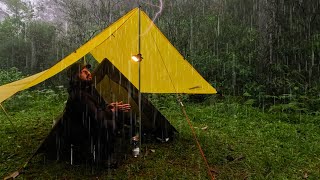 BEST HEAVY RAIN VIDEO 3‼ SOLO CAMPING IN HEAVY RAIN AND THUNDERSTORM - RELAXING CAMP