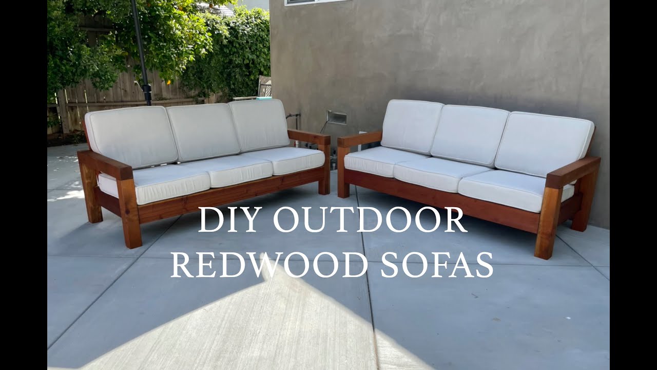 DIY Outdoor Redwood Sofa Timelapse Plans from Nick and Alicia YouTube