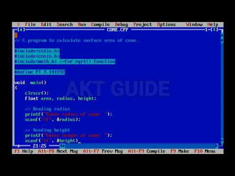 Write a program to find surface area of cone //area of cone//akt guide