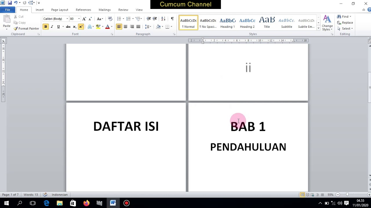 Tutorial "Cara Membuat Nomor Halaman Word"