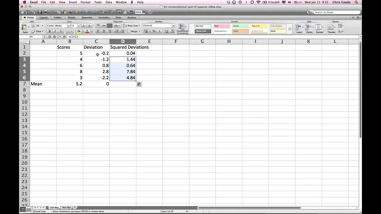 Sum Of Squares Computational Formula