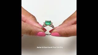 2.25ct Step-Cut Green Emerald Three-Stone Ring Net Worth