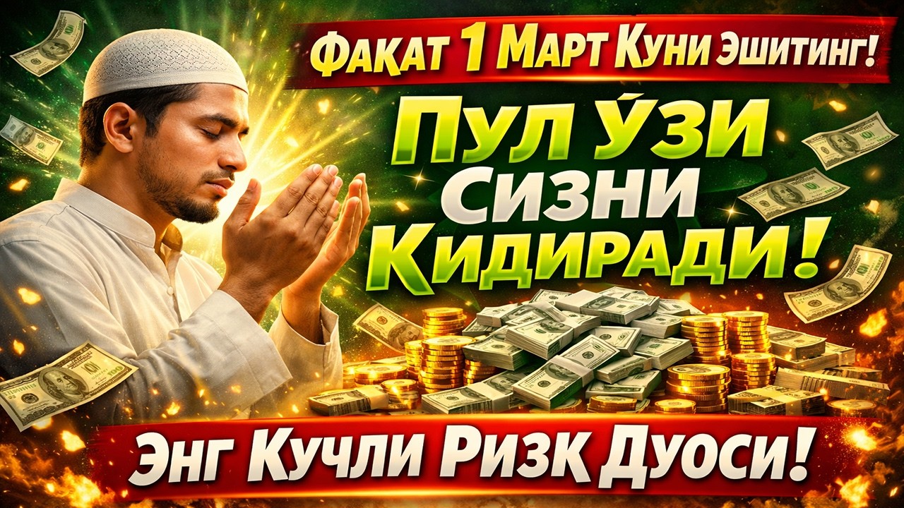 Фақат 1 Март Куни Эшитинг! Пул Ўзи Сизни Қидиради – Энг Кучли Ризқ Дуоси!