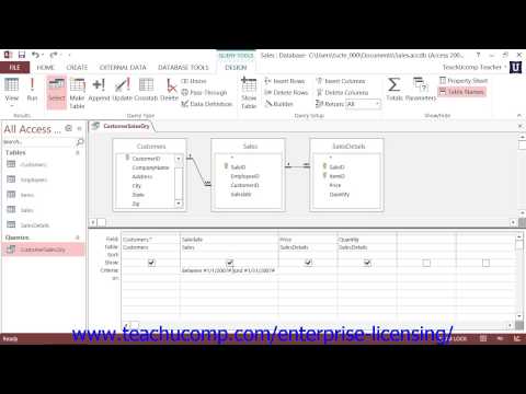 Microsoft Office Access Tutorial 2013 Using Queries and Conditions 8.1 Employee Group Training