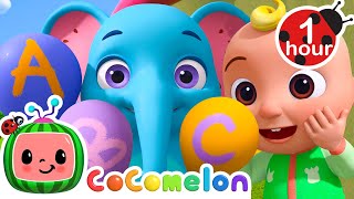 ABC Balloon Song! | 1 Hour of CoComelon Animal Time | Moonbug Kids - Color Time