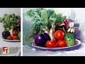 How to Draw Vegetables in Watercolor Tutorial Step by Step | Still Life Watercolour Painting Demo