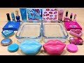 PINK vs BLUE ! Mixing Makeup Eyeshadow into Clear Slime! Special Series #103 Satisfying Slime Videos