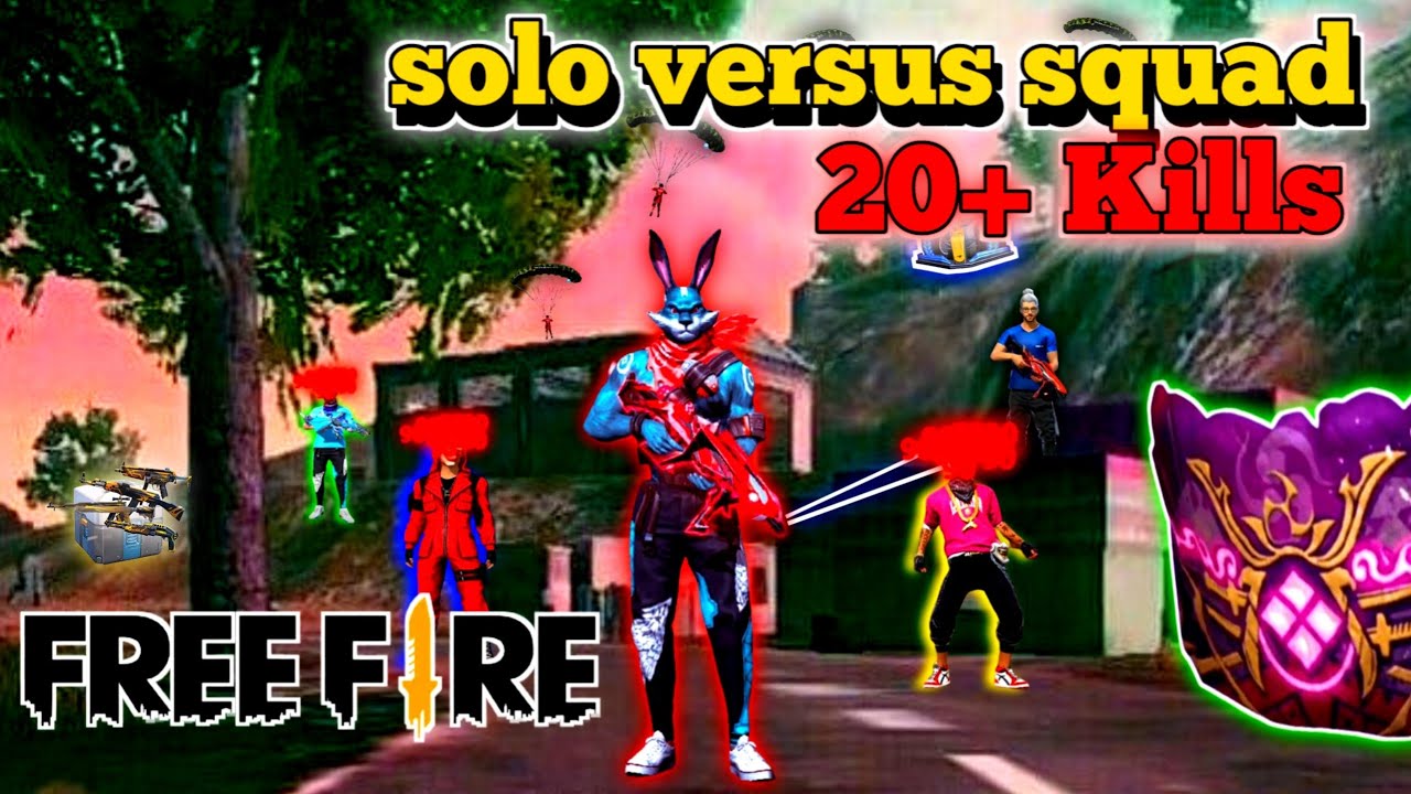 🤯20+ kills solo versus squad ranked match || free fire Gameplay video ...