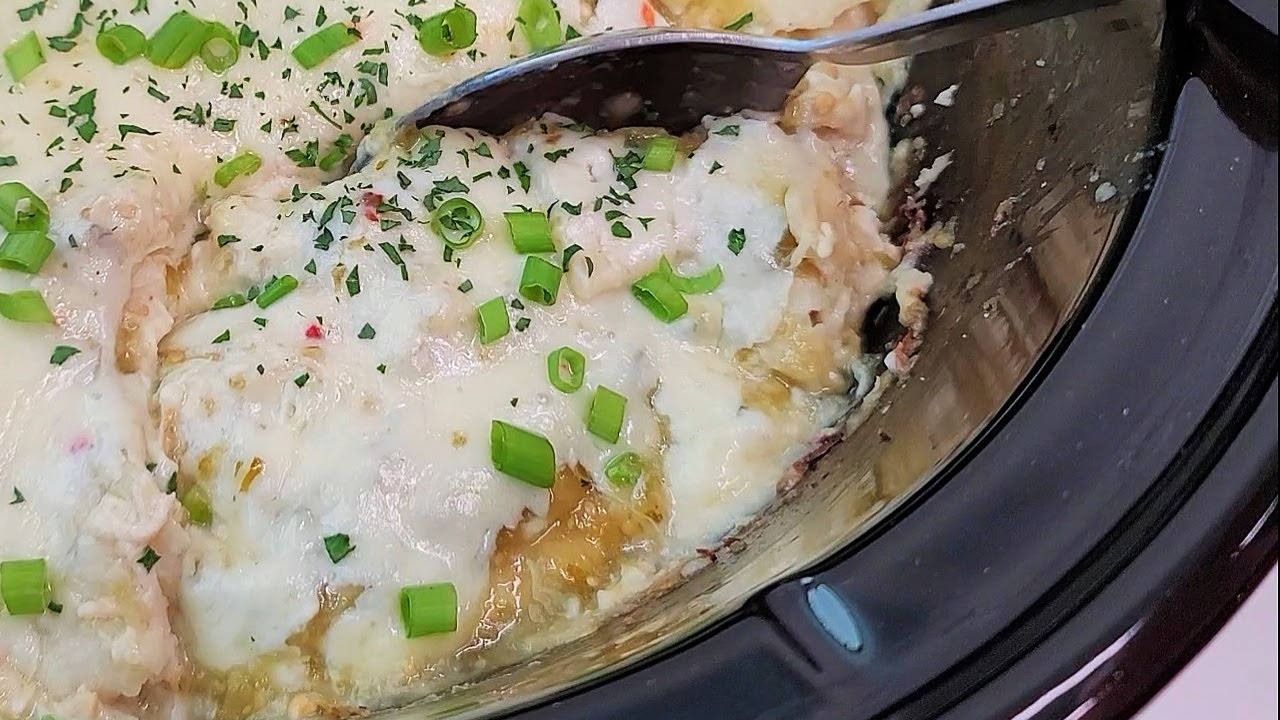 Slow Cooker Chicken Enchilada Casserole - A Mom's Take