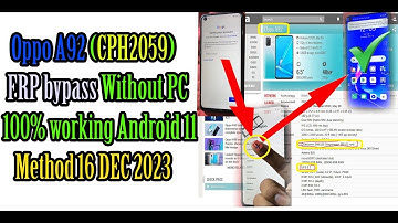 Oppo A92 (CPH2059) FRP bypass Without PC 100% working Android 11    Method 16 DEC 2023 #oppoa92