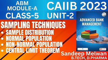 SAMPLING DISTRIBUTION | CENTRAL LIMIT THEOREM | ABM MODULE-A | CAIIB 2023 | Geeta Melwan