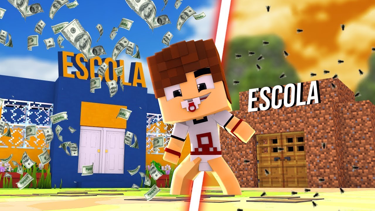 RICO VS POBRE NA ESCOLA NO MINECRAFT 