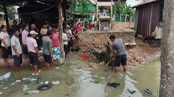 Nice VIDEO Project!! delete huge pond Excellent skill dozer push soil into water with 8Ton trucks