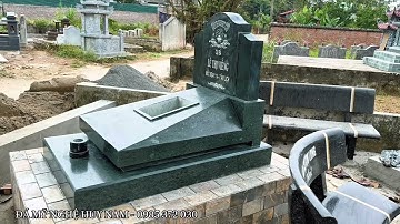 Mẫu mộ đá khối hiện đại đẹp bằng chất liệu đá xanh rêu