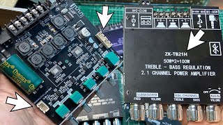 TEST REVIEW AMPLIFIER ZK TB21 2.1 50WX2 100W SUBWOOFER BLUETOOTH USB AUX APPS LINEOUT MIC SUBWOOFER 