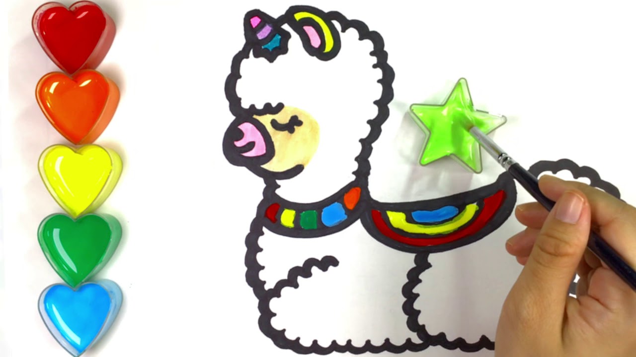 lovely  lamb  Glitter coloring and drawing Colors for Kids |♡Happy Kids Art♡