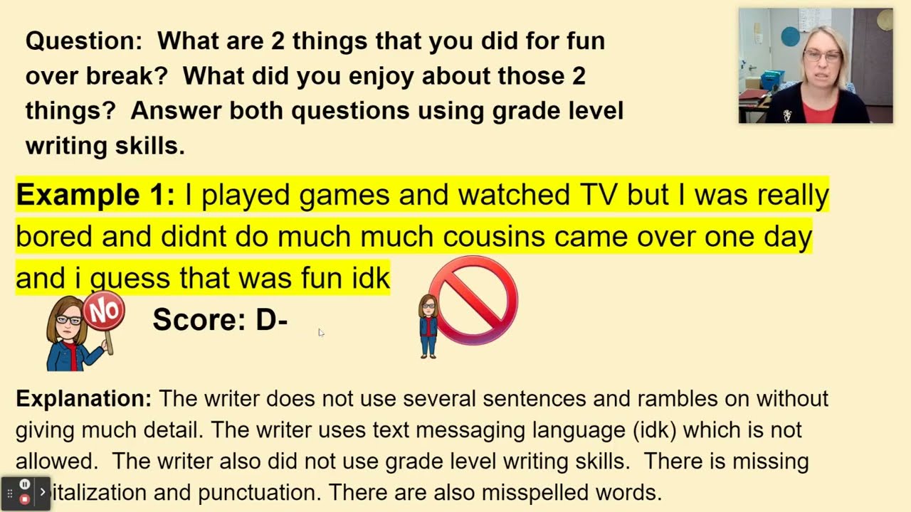 grade level writing example 2 YouTube
