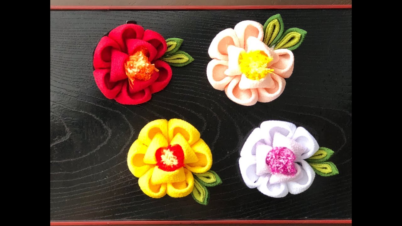 100均 つまみ細工 Kanzashi Flower 髪飾り作り方 着物 浴衣 Youtube