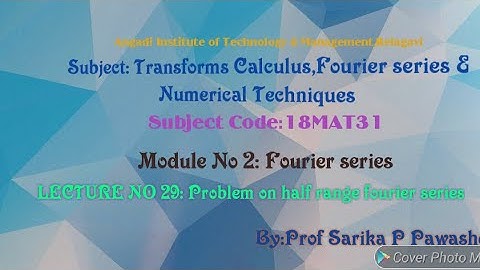 18MAT31:Transform Calculus ,Fourier series & Numerical Methods