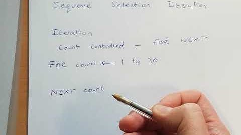 *PSEUDO CODE* Iteration - Count controlled loops FOR NEXT LOOP