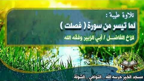تلاوة طيبة :ما تيسر من سورة ( فصلت )للأخ الفاضل/ أبي الزبير وقفة الله