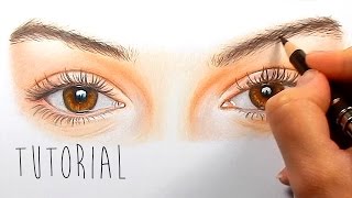 Tutorial | How to draw, color realistic eyes with colored pencils - step by step | Emmy Kalia