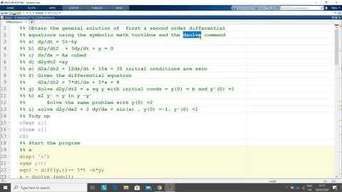 Solving first and second order equations in Matlab using the symbolic Math toolbox