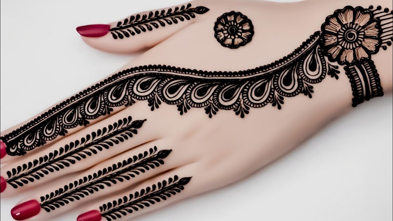 New stylish mehndi design | Simple & Easy Back Hand Floral Mehndi design | ‎⁨@PriyankaMukesh0⁩  