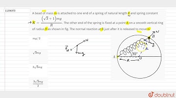 A bead of mass m is attached to one end of a spring of natural length R and spring constant `K=(...
