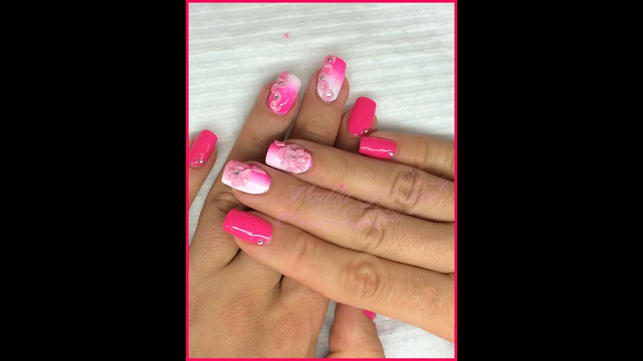 nail art rosa fluo